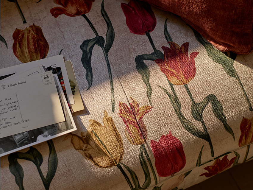 RHS Collection on Velvet Pieter van Kouwenhoorn Tulips fabric detail
